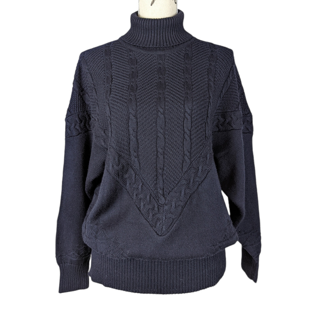 Vintage Bogner Wool Turtleneck Sweater Black Size Large